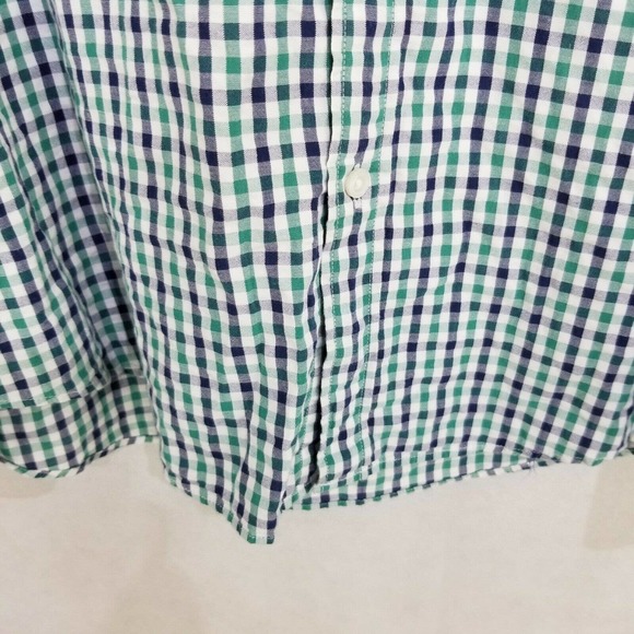 J. Crew Mens XL Green White Blue Regular Slim Fit Casual Shirt Check Button Down - Picture 5 of 11